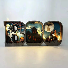 Load image into Gallery viewer, Wooden 3D Halloween Letter Shaped LED Light