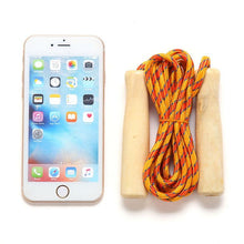Load image into Gallery viewer, Wooden Handle Skipping Rope Adjustable Wooden Handle Cotton Braided Outdoor Fun Activity Playing Rope Wooden Grips Ideal For Workout Equipment School Supplies 2.5M