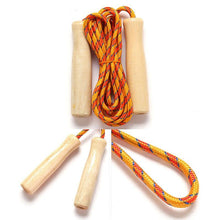 Load image into Gallery viewer, Wooden Handle Skipping Rope Adjustable Wooden Handle Cotton Braided Outdoor Fun Activity Playing Rope Wooden Grips Ideal For Workout Equipment School Supplies 2.5M