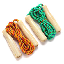 Load image into Gallery viewer, Wooden Handle Skipping Rope Adjustable Wooden Handle Cotton Braided Outdoor Fun Activity Playing Rope Wooden Grips Ideal For Workout Equipment School Supplies 2.5M