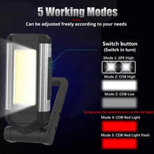 Load image into Gallery viewer, Work Light Rechargeable LED Camping Waterpoof Portable Multifunctional Adjustable USB Light Hanging Hook& Magnetic Base Flashlight For Hurricane Camping Hiking Riding Fishing Jogging Household