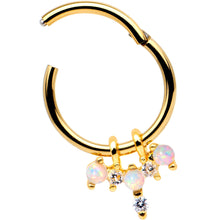 将图片加载到图库查看器,16G 5/16 White Synthetic Opal Gold Tone Hinged Segment Ring