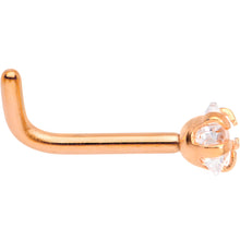 Load image into Gallery viewer, 18G 1/4 Clear Star 3mm CZ Gem Rose Gold IP L-Shape Nose Ring