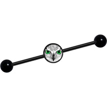 Load image into Gallery viewer, 14G Black White Owl Black Industrial Barbell 37mm