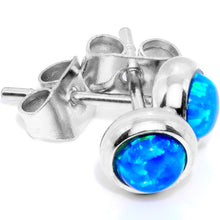 Load image into Gallery viewer, Blue Synthetic Opal 316L Surgical Steel Stud Earrings