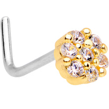 Load image into Gallery viewer, 1/4 Clear CZ Gem Gold Tone Cute Cluster L Shaped Nose Ring