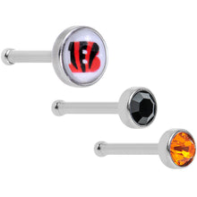 Load image into Gallery viewer, 20G Licensed NFL Cincinnati Bengals Logo Nose Bone 3 Pack Set