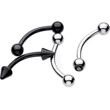 Load image into Gallery viewer, 16G 5/16 Black Plated Steel Curved Barbell Eyebrow Ring Set of 4