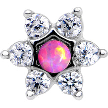 将图片加载到图库查看器,5/16 Pink Faux Opal Internally Threaded Star Flower Labret Monroe