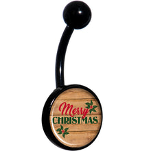 将图片加载到图库查看器,Rustic Wood Merry Christmas Black Belly Ring