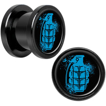 Load image into Gallery viewer, Blue Grenade Black Anodized Screw Fit Plug Set 00G