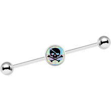Load image into Gallery viewer, 14G Pink Green Plaid Heart Skull Industrial Barbell 37mm