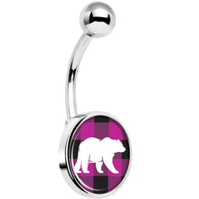 将图片加载到图库查看器,Pink Black Plaid Polar Bear Belly Ring