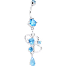 Load image into Gallery viewer, Aqua Gem Last Drops of Love Heart Dangle Belly Ring