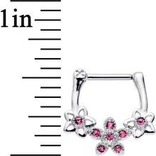 Load image into Gallery viewer, 16G 5/16 Pink Gem Field of Flowers Septum Clicker