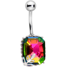 将图片加载到图库查看器,Rainbow Gem Leaf Frame Belly Ring