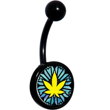 Load image into Gallery viewer, Watercolor Pot Leaf Black Belly Ring