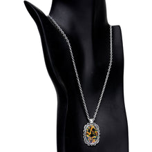 Load image into Gallery viewer, Handcrafted Black Faux Opal Splash Silver Plated Chain Necklace