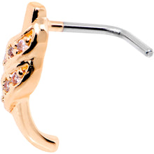 Load image into Gallery viewer, 20G Clear CZ Rose Gold Tone Swish Faux Hoop L Shaped Nose Ring