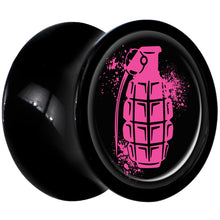 将图片加载到图库查看器,Black Acrylic Pink Grenade Saddle Plug Set 0G