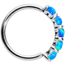 将图片加载到图库查看器,18G Blue Synthetic Opal 14k White Gold Seamless Circular Ring