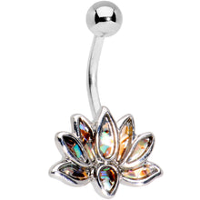 Load image into Gallery viewer, Iridescent Lotus Flower and Ancient Buddha Belly Ring Set of 2