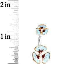 Load image into Gallery viewer, Blue and Purple Hibiscus Flower Double Mount Belly Ring