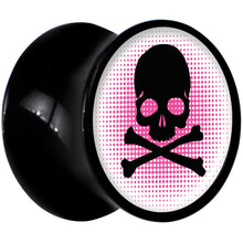 将图片加载到图库查看器,Black Acrylic Pink Black Skull Saddle Plug Set 00G