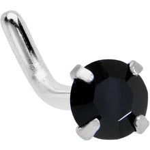 Load image into Gallery viewer, 18G 1/4 Black 3mm CZ Gem Steel L-Shape Nose Ring