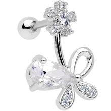 Load image into Gallery viewer, Clear CZ Gem Glamour Bow Right Cartilage Tragus Earring