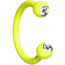 Load image into Gallery viewer, 16G Clear Gem Yellow Glow in the Dark Horseshoe Circular Barbell