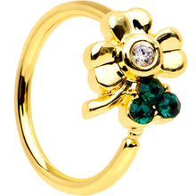 Load image into Gallery viewer, 20G 5/16 Green Gem Gold PVD Clover Bow Seamless Circular Ring