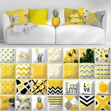 Load image into Gallery viewer, Yellow Pillow Case Cushion Cover Geometric Polyester Pillowcase Home Decorative Yellow Grey Modern Pillow Covers Beautiful Pattern Linen Square Pillow Case For Sofa Couch 45x45CM