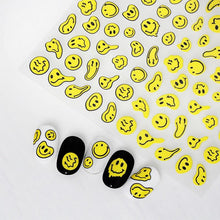 将图片加载到图库查看器,Yellow Smiles Sun Moon Clouds 3D Nail Stickers For Halloween Theme Slider Decals Nail Art Decorations Design 3D Self-Adhesive Nail Decorations Accessories Women Girls Manicure Decorations Nail Art Supplies Water Transfer Decals