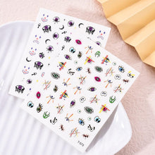将图片加载到图库查看器,Yellow Smiles Sun Moon Clouds 3D Nail Stickers For Halloween Theme Slider Decals Nail Art Decorations Design 3D Self-Adhesive Nail Decorations Accessories Women Girls Manicure Decorations Nail Art Supplies Water Transfer Decals