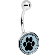 将图片加载到图库查看器,Black on Blue Paw Print Belly Ring