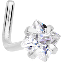 将图片加载到图库查看器,20G 1/4 Clear Square 2.5mm CZ Gem Steel L-Shape Nose Ring