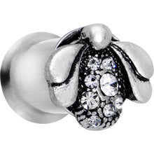 Load image into Gallery viewer, 0G Clear Gem Steel Allow Me Ladybug Double Flare Tunnel Plug Set
