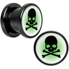 Load image into Gallery viewer, Green Black Skull Black Anodized Screw Fit Plug Set 00G