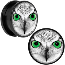 Load image into Gallery viewer, Black White Owl Black Anodized Screw Fit Plug Set 20mm