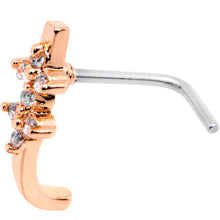 Load image into Gallery viewer, 20G Clear CZ Rose Gold Tone Bling Faux Hoop L Shaped Nose Ring