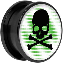 将图片加载到图库查看器,Green Black Skull Black Anodized Screw Fit Plug Set 20mm