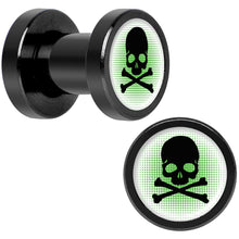 Load image into Gallery viewer, Green Black Skull Black Anodized Screw Fit Plug Set 4G