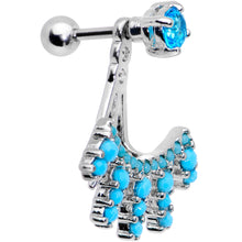 将图片加载到图库查看器,1/4 Aqua Gem Darling Fan Dangle Cartilage Tragus Piercing