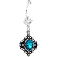 将图片加载到图库查看器,Aqua Blue Clear Gem Rustic Victorian Dangle Belly Ring