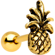 Load image into Gallery viewer, 16G 1/4 Gold PVD Pineapple Pizzazz Cartilage Tragus Earring