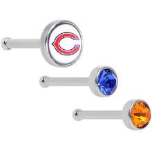 将图片加载到图库查看器,20G Licensed NFL Chicago Bears Logo Nose Bone 3 Pack Set