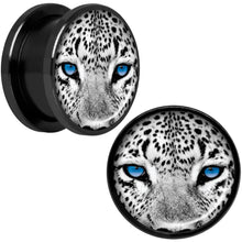 Load image into Gallery viewer, Black White Leopard Eyes Black Anodized Screw Fit Plug Set 5/8