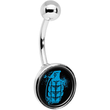 将图片加载到图库查看器,Blue Grenade Belly Ring