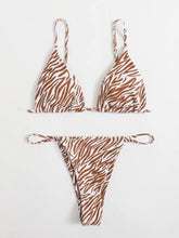 Load image into Gallery viewer, Zebra Print Push Up Bikini New Arrival Padded Bra Low Waist Swimsuit Female Swimwear Women Women's Ruffle Triangle Bikini Frill Printed String Tie Side Two Piece Set Swimsuit